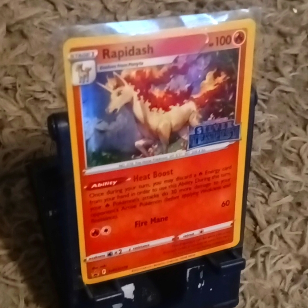 Rapidash pre-release Pokemon card silver tempest stamp